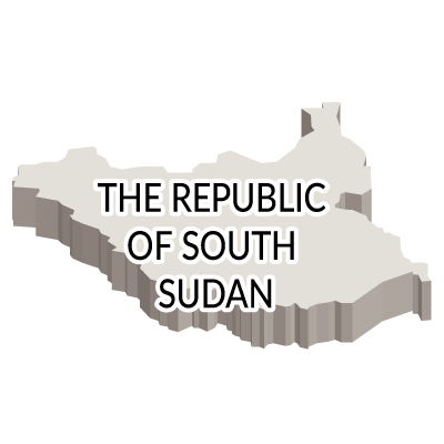 南スーダン共和国無料フリーイラスト｜英語・立体(白)